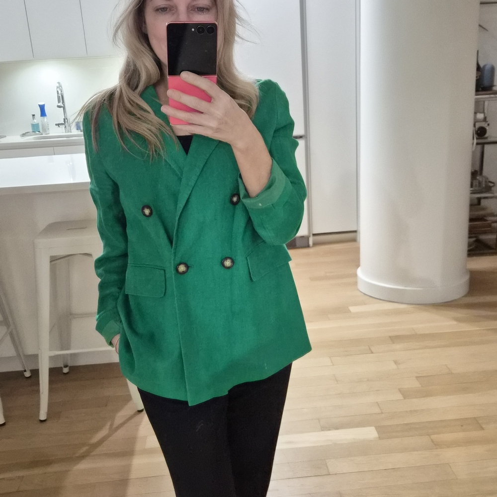 Whistles Vibrant Green Double-Breasted Blazer